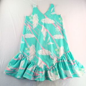 Vintage Helena's Made In Hawaii Midi Dress Women's Large Flounce Hem Sleeveless